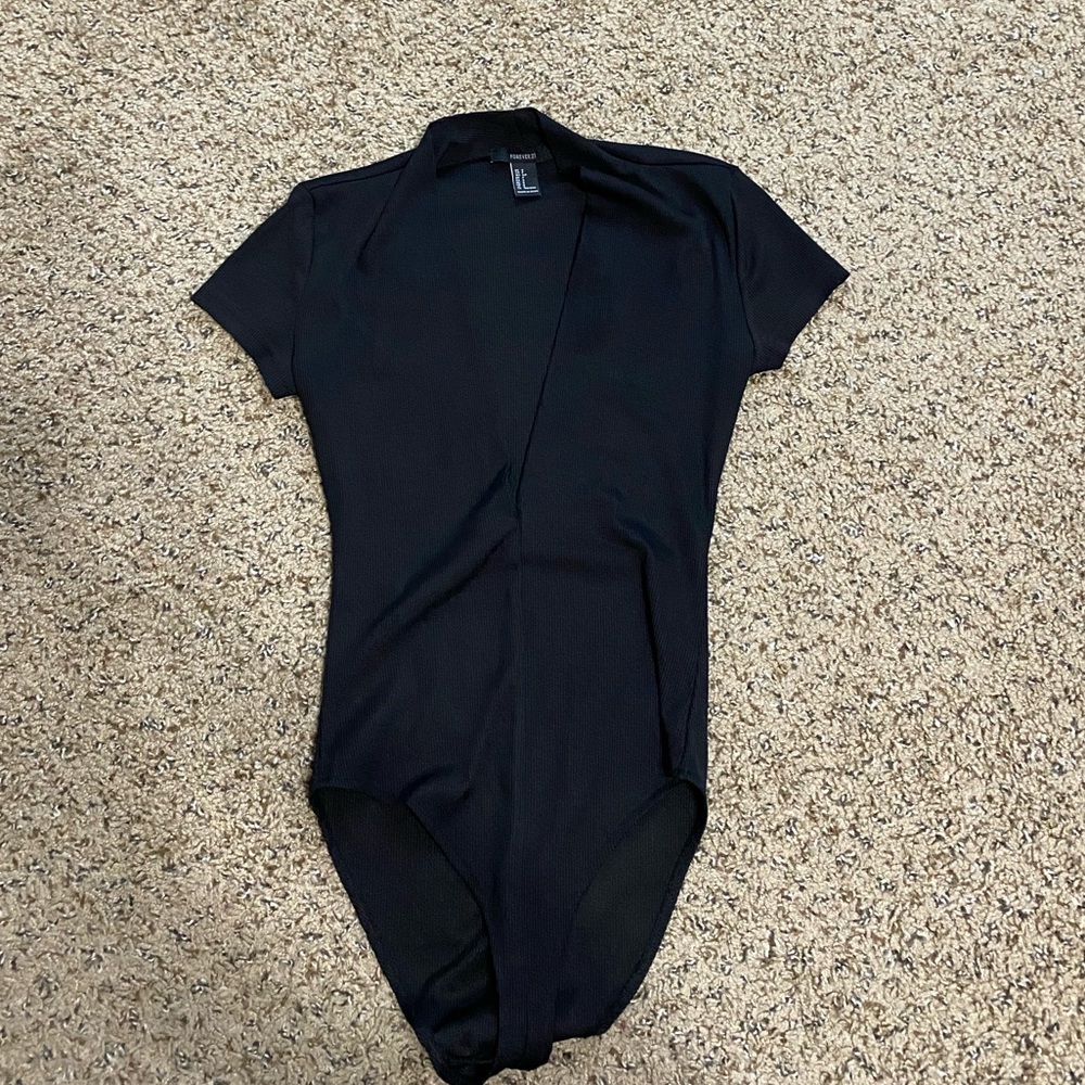 Forever 21 Black V Neck Bodysuit